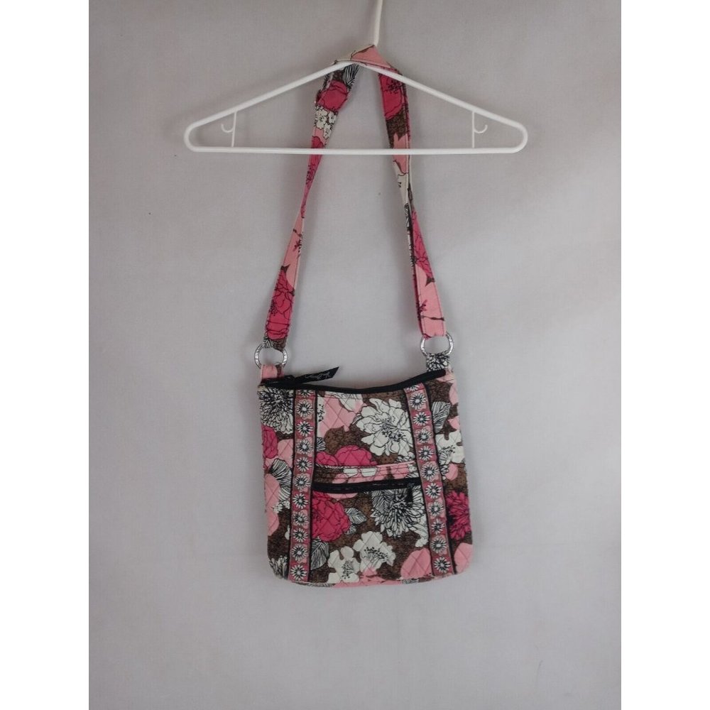 Vera Bradley Pink Floral Crossbody Hipster Purse  10” x 11”